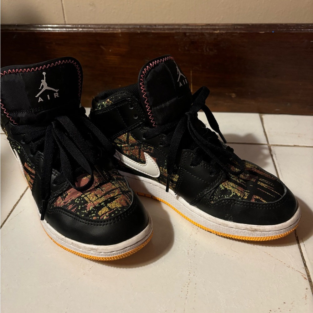 Nike Air Jordan Black Multicolor High-Top Sneakers
